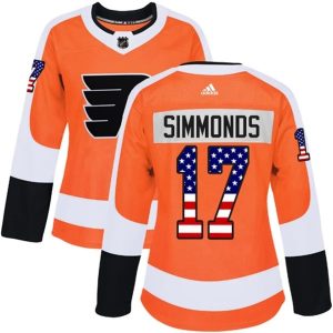 Damen Philadelphia Flyers Trikot Wayne Simmonds 17 Orange USA Flag Fashion Authentic